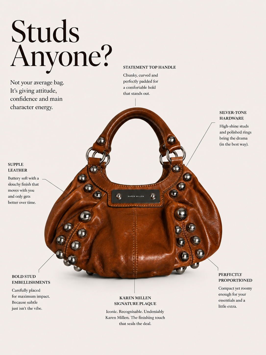 BROWN STUD BAG - SOLD